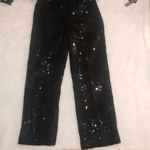 Black Sequin Material Pants
